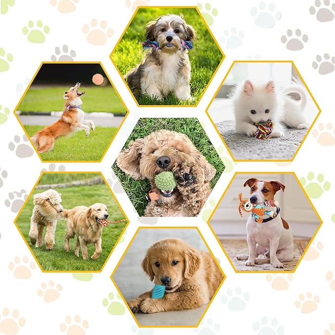 20PCS Puppy Teething and Squeaky Toys, Rope and Interactive Dog Toys to Keep Them Busy, Chew Toys for Puppies and Small Dogs, Pet Toy Basket Full of Fun