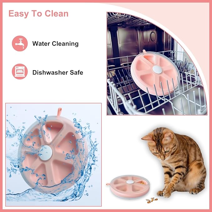 Interactvie Cat Treat Toys, Food Puzzle, Maze Feeder Toys for Indoor Cats and Kittens (Pink)