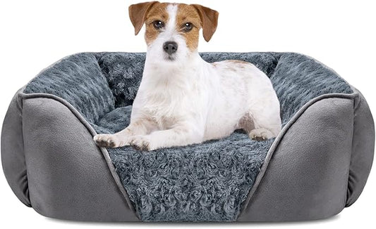INVENHO Medium Dog Bed for Large Medium Small Dogs, Rectangle Washable Dog Bed, Orthopedic Dog Bed, Soft Calming Sleeping Puppy Bed Durable Pet Cuddler with Anti-Slip Bottom M(25"x21"x8")