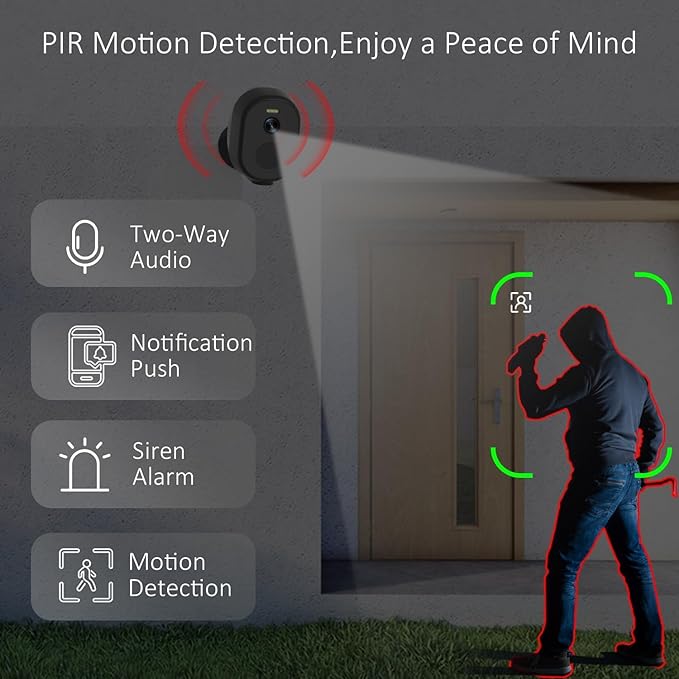 Security Cameras Wireless Outdoor, 2K/3MP QHD Home Security System 4-Cam Kit with 130°-Wide View, Night Vision, Spotlight,IP65 Waterproof, Support Alexa,2.4GHz & 5GHz WiFi,Cloud/SD (C363-B-4PC)