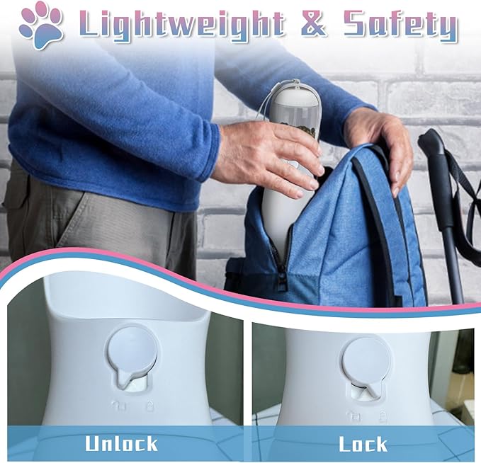 Portable Dog Water Bottles, 2-in-1 Food Grade Pet Water Bottle with Food Container, Large Capacity Dog Water Dispenser, Outdoor Dog Accessories for Camping, Dog Gifts (19Oz, Black&White)