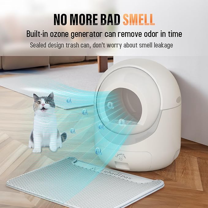 Extra Large Self Cleaning Cat Litter Box, with APP Control Smart Odor Removal Automatic Cat Litter Box, Odor Removal Safety Protection for Multiple Cats