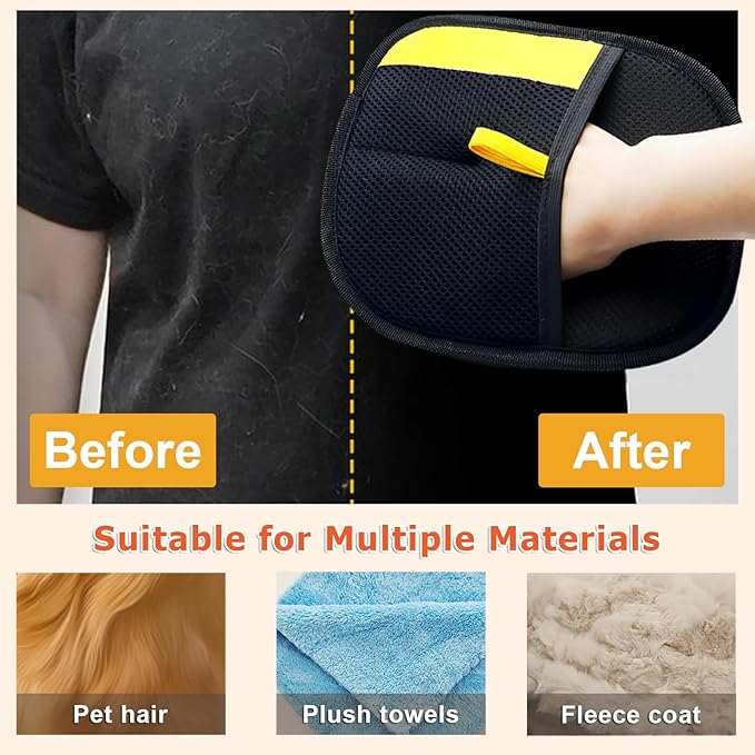 2025 Upgraded Pet Hair Remover Glove for Cats & Dogs, Electrostatic Gloves Pet Hair Removal, Reusable Pet Hair Removal Glove, Efficient Pet Grooming Gloves