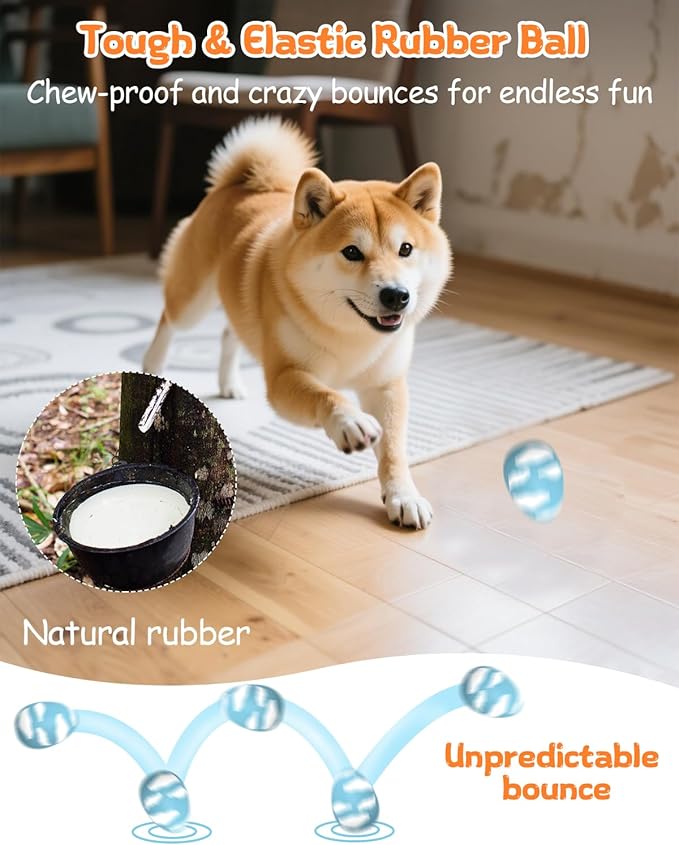 SCHITEC Squeaky Dog Toys for Aggressive Chewers, Tough Rubber Bouncy Balls for Boredom, Durable Pet Chew Toy Ball for Large Medium Breed Dogs (2.8 * 3.7inch)