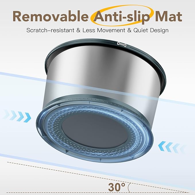 1.6 Gallon Dog Water Bowl, 6.5L/220oz Stainless Steel No Spill Water Bowls for Large Dogs, Super Large Capacity Splash Proof Pet Slow Drinking Water Bowl with Anti-Slip Mat for Mess Drinkers