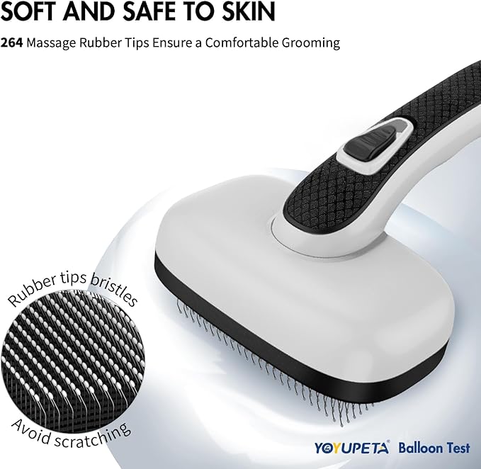 Dog Self Cleaning Slicker Brush for Shedding, Ideal for Short Long Haired Dogs, Including Cat. Removes Loose Fur, Undercoat, Mats, Tangled Hair. Suit for Large Medium Small Animal, Gray