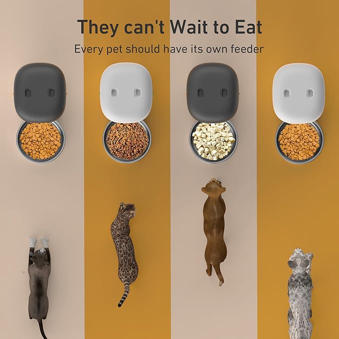 Automatic Cat Feeders - 2L Cat Food Dispenser Easy to Use, Timed Automatic Pet Feeder with Over 180-day Battery Life, 1-6 Meals Dry Food Programmable Portion Control Also for Dogs