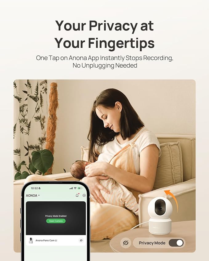 Anona 4K UHD Indoor Camera, Pet/Dog/Baby Security Camera with Phone App, 360°Pan-Tilt, 5G/2.4G Dual-Band Wi-Fi 6, Auto-Tracking, Person/Pet/Baby Crying Detection, Privacy Mode, Two-Way Audio, 2 Pack