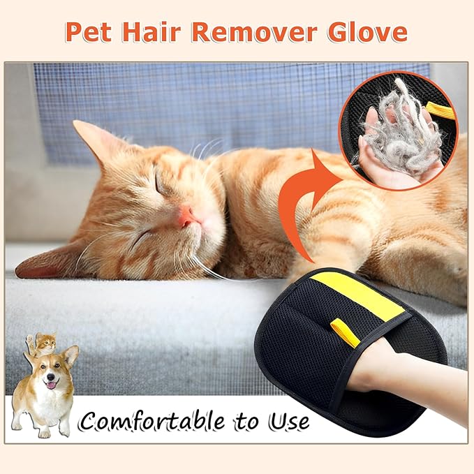 2025 Upgraded Pet Hair Remover Glove for Cats & Dogs, Electrostatic Gloves Pet Hair Removal, Reusable Pet Hair Removal Glove, Efficient Pet Grooming Gloves