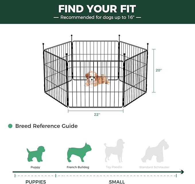 FXW MiniPaws Unleashed Dog Playpen for Yard & RV Camping, Expandable 24-inch 4 Panels for Puppies and Small Dogs, Portable for Indoor and Outdoor Use
