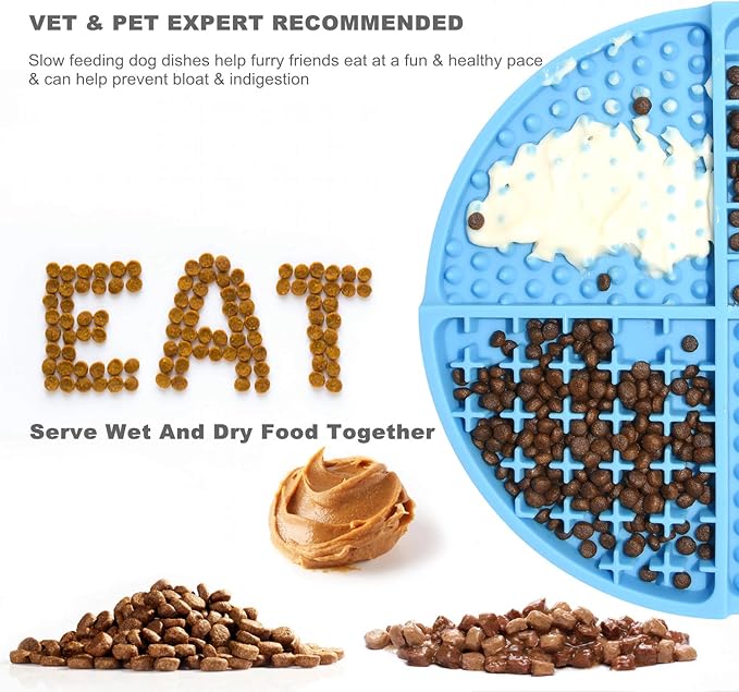 Bangp Licking Mat for Dogs and Cats,Dog Slow Feeders,Boredom Anxiety Reduction,Heavy-Duty Puzzle Mat Dog Treat Mat with Unique Quadrant Design,Perfect for Yogurt,Treats or Peanut Butter(Blue)