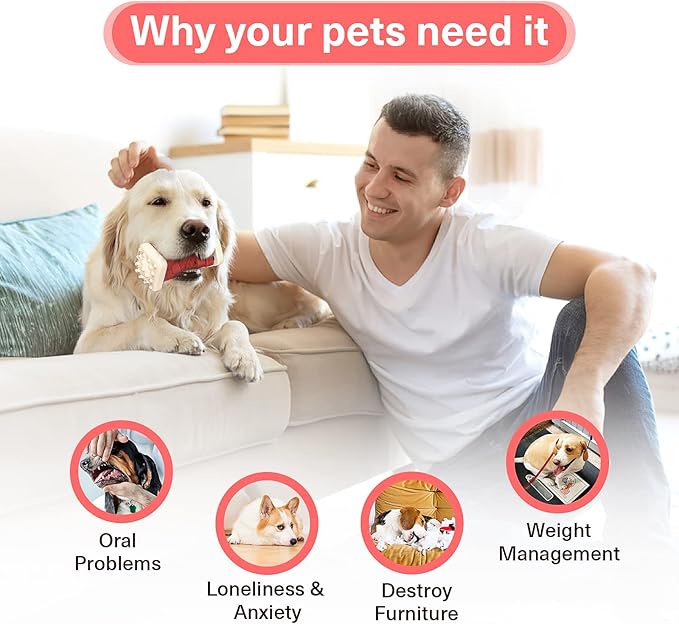 PcEoTllar Dog Toys for Aggressive Chewers, Indestructible Dog Chew Toys, Safe Rubber, for Large Medium Small Dogs - Red -M