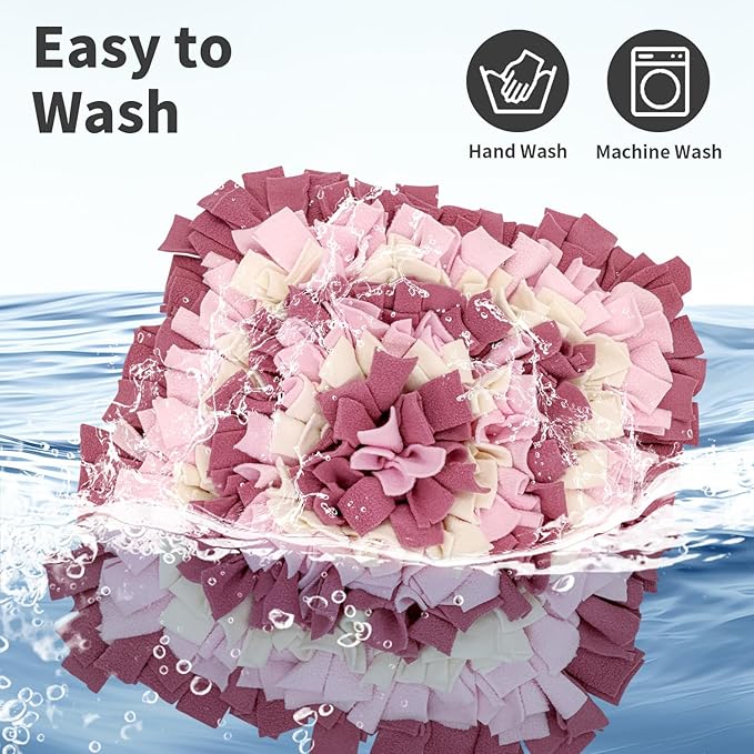 Pet Snuffle Mat for Dogs, Dog Feeding Mat, Nosework Training Mats for Foraging Instinct Interactive Puzzle Toys (Red&Pink&White)