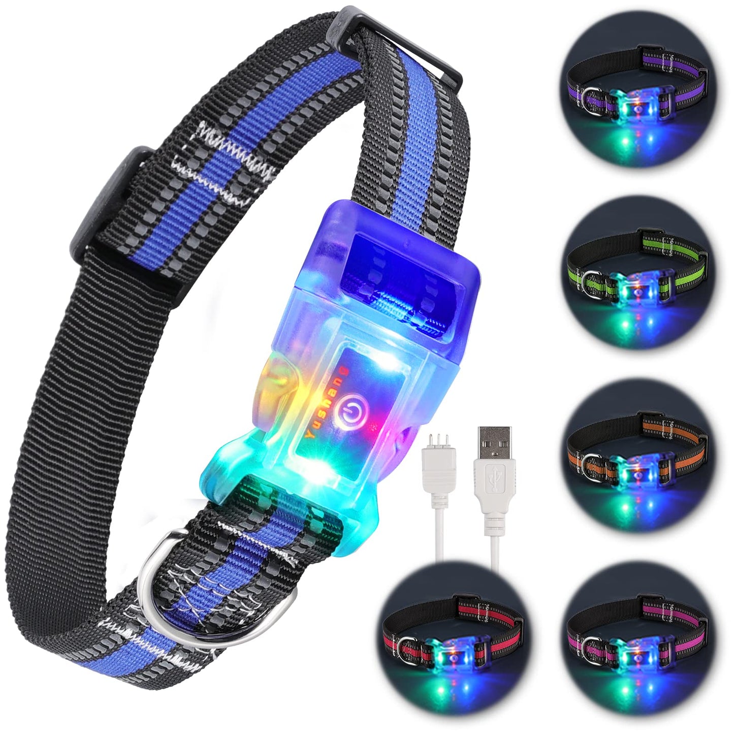 Buckle Glow Dog Collar Light,Adjustable Flashing LED Dog Collar Rechargeable Waterproof,Light Up Dog Collars Lights for Medium,Large Dogs-ML(Neck:14.17-24.8")