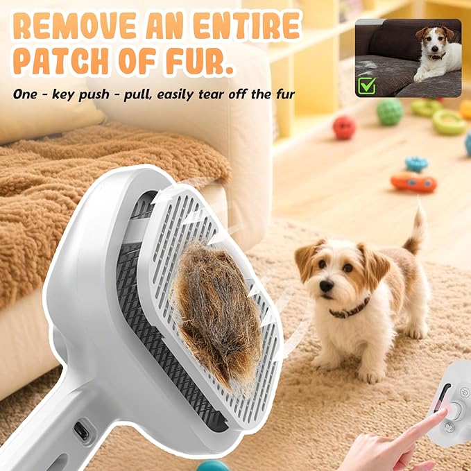 Comb for Cats Dogs, Cat Steam Brush, 3-in-1 Spray Hair Removal Comb for Shedding & Grooming, Effective Pet Brush for Indoor Cats (Pink)