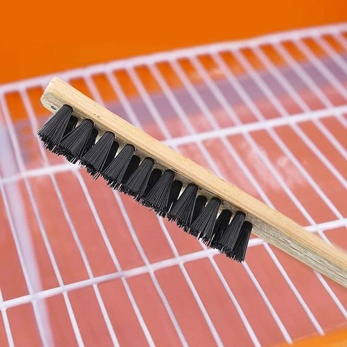 3pcs Bird Cage Cleaner Brush, Wooden Birdcage Brush, Long Handle Bird Cage Brush Suitable for Cleaning The Bird Cage and Grooves or Narrow Gaps