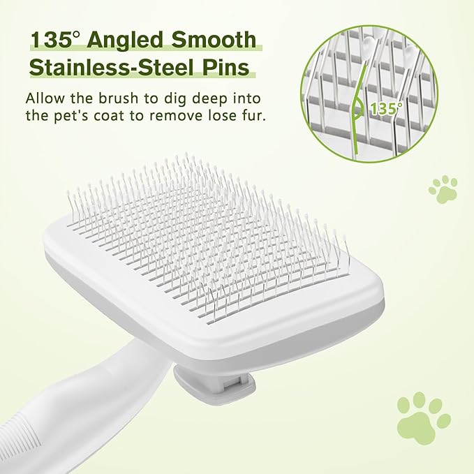 Pecute Self-Cleaning Slicker Brush for Dogs, Cats, Lightweight Dog Brush for Shedding Massaging Grooming, Cat Brush Gently Removes Loose Fur Undercoat for Dogs Cats Rabbits of All Hair Types