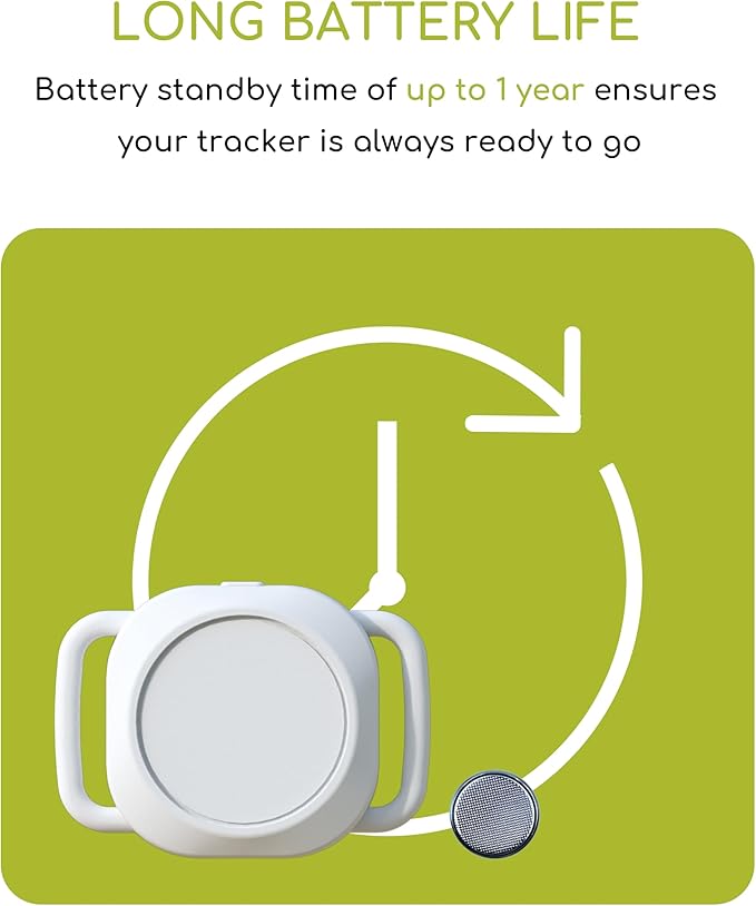 Dog Tracker, Smart Dog Collar with Real-time Pet Location, Cat Tracker Collar (iOS Only), No Monthly Fee & Long Battery Life, Works with Find My, Ideal for Dog/Cat (White)