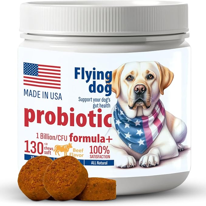 Flying Dog Probiotics for Dogs, Digestive Health, Diarrhea & Bowel Support, Dog Probiotics Soft Chew for Pet Immune System, Pumpkin, Dog probiotics for Yeast, Itchy Skin and Itchy Ears