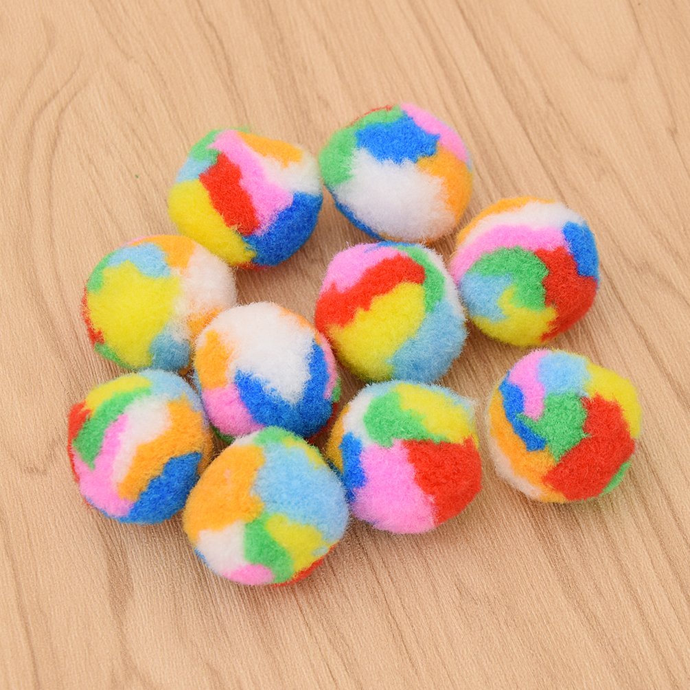 10Pcs Small Assorted Color Kitty Yarn Puffs Cat Toys Cat Chase Balls 1.37" Diameter