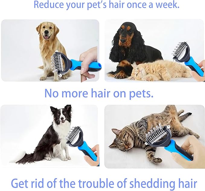 Zoocozy Pet Grooming Combs Kit for Dog Cat, Dog Brush for Shedding, Cat Deshedding Brush for Removal of Long Matted Fur on Pet(Blue)