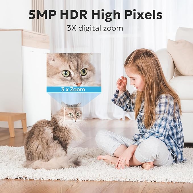 owltron Indoor Security Camera 5MP, 5GHz/2.4G WiFi Camera with IR Night Vision, Smart Home Security Cam with Motion Detection/Two Way Talk