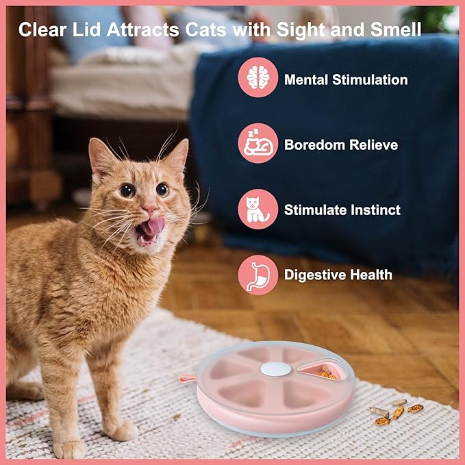 Interactvie Cat Treat Toys, Food Puzzle, Maze Feeder Toys for Indoor Cats and Kittens (Pink)