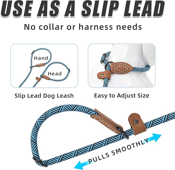 Mile High Life Hands Free Dog Leash, Crossbody Waist Leash with Genuine Leather Connection, Multifunctional Adjustable Slip Lead for Dog Walking Running (Green, 7FT)