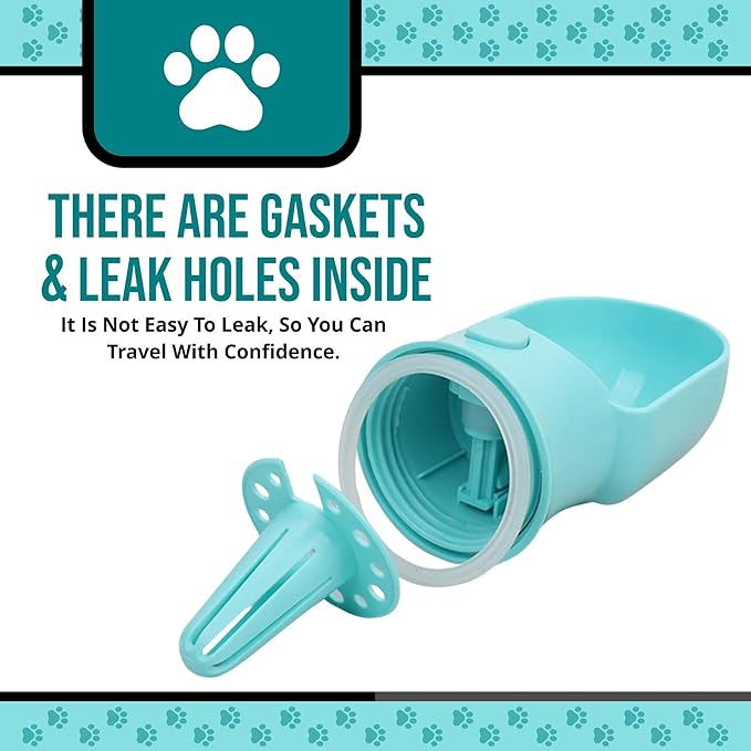 Leak Proof Portable Dog Water Bottle with Bowl – Travel Pet Water Dispenser for Walking & Hiking – Food Grade Plastic – Choose from 3 Colors (Blue, 320 ml)