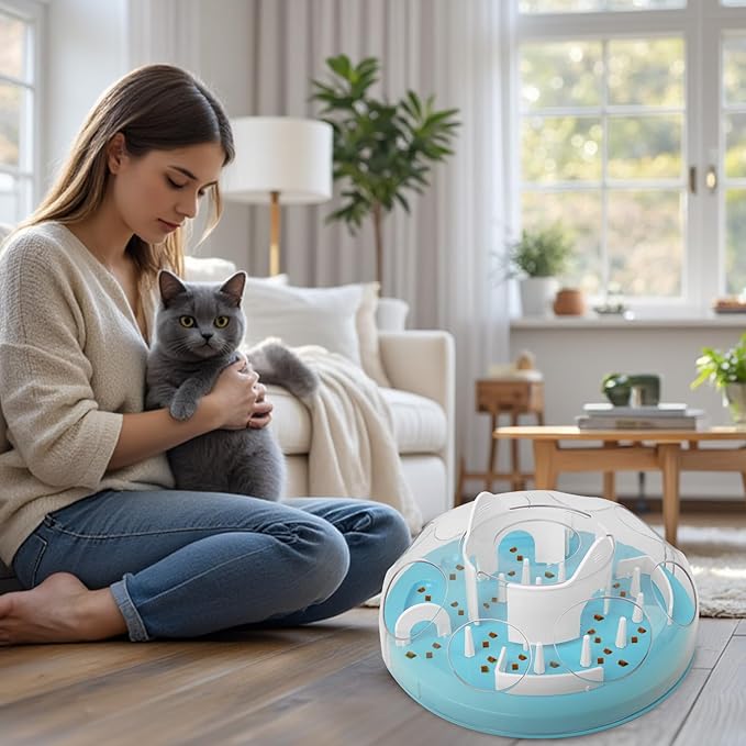 PAWISE Interactive Cat Puzzle Feeder,Adjustable Slow Feeder Toy for Indoor Cats, Non-Slip, Food-Safe Cat Enrichment Toys,Food Treat Dispenser,Mental Stimulation Toys for Bored Cats
