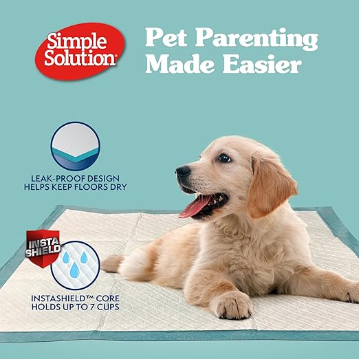 Simple Solution Puppy Training Pads – Large Leak-Proof Potty Pads for Dogs – Disposable with Odor Control and Absorbent Core for Floor Protection – 23 x 24 Inches – 100 Count