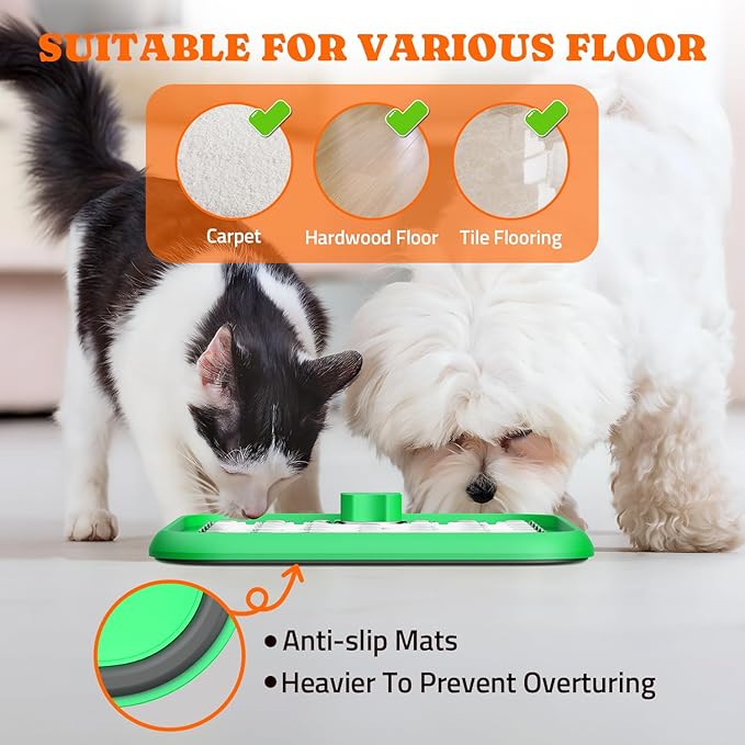 Lick Mat for Dogs: 2 Pack Stainless Steel Lick Mat for Cats, Crate Lick Mat for Dogs Large Breed, Dog Slow Feeder Mat for Bathing Grooming, Slow Feeding, Boredom & Anxiety Reducer, Green