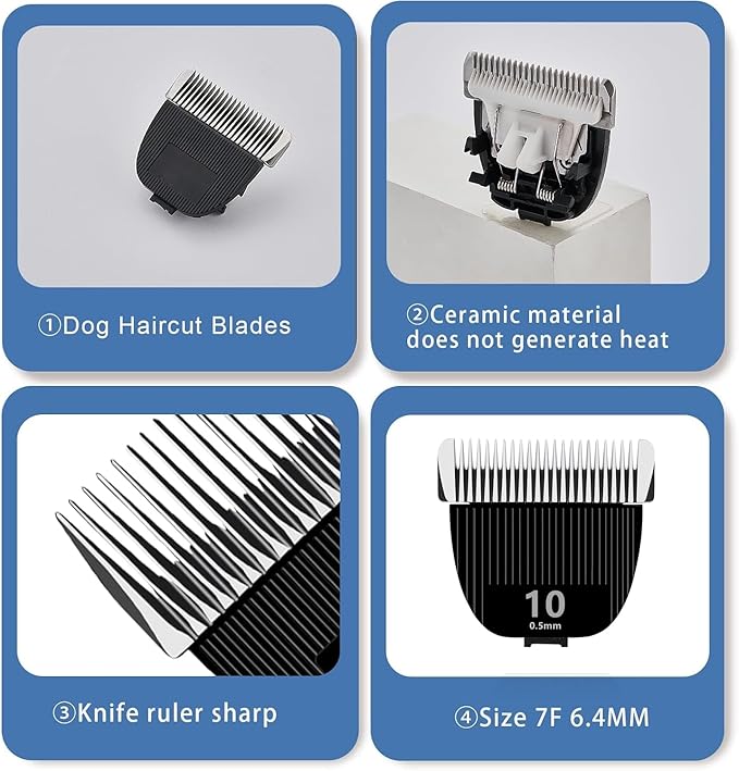 Replacement Blade for nebot P1 Pro Pet Grooming Kit & Vacuum,Size-10 Cut Length 1/50"(0.5mm),Made of Ceramic Blade & Stainless Steel Blade