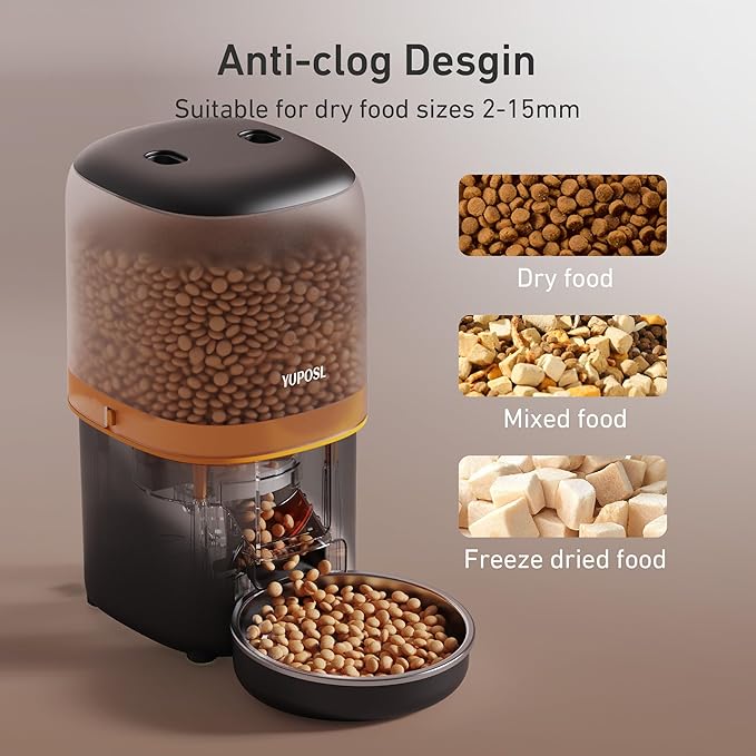2025 Upgraded Automatic Cat Feeder - 4L Timed Auto Pet Feeder for Cat and Dog with Dry Food Dispenser, 180-day Battery Life, 1-6 Meals Per Day, 1-16 Portion, Desiccant Bag Keeps Food Fresh