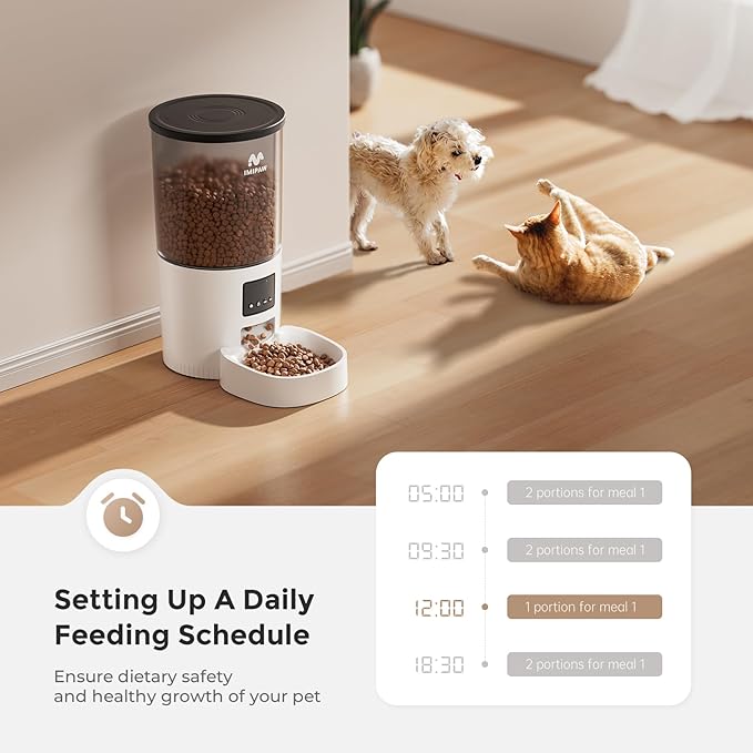 Automatic Cat Feeder, 5L Pet Dry Food Dispenser with Timed Programmable Portion Control, Dual Power, With Desiccant Bag, Easy Set Up, 10 Meals Per Day for Cats and Puppies(Remote Not Supported)