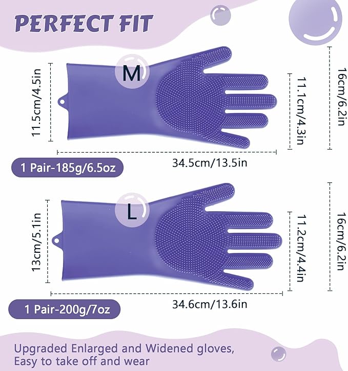 Pecute Heat Resistant Silicone Grooming Gloves with High-Density Teeth and Enhanced Five Finger Design for Bathing and Massaging Dogs and Cats