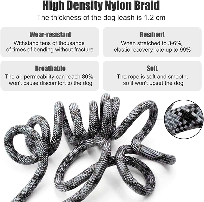 Hands Free Dog Leash(8.5ft), 8 in 1 Multifunction Nylon Double Leash for Dogs,1.2cm Adjustable Waist with Reflective Stitching for Training -Grey