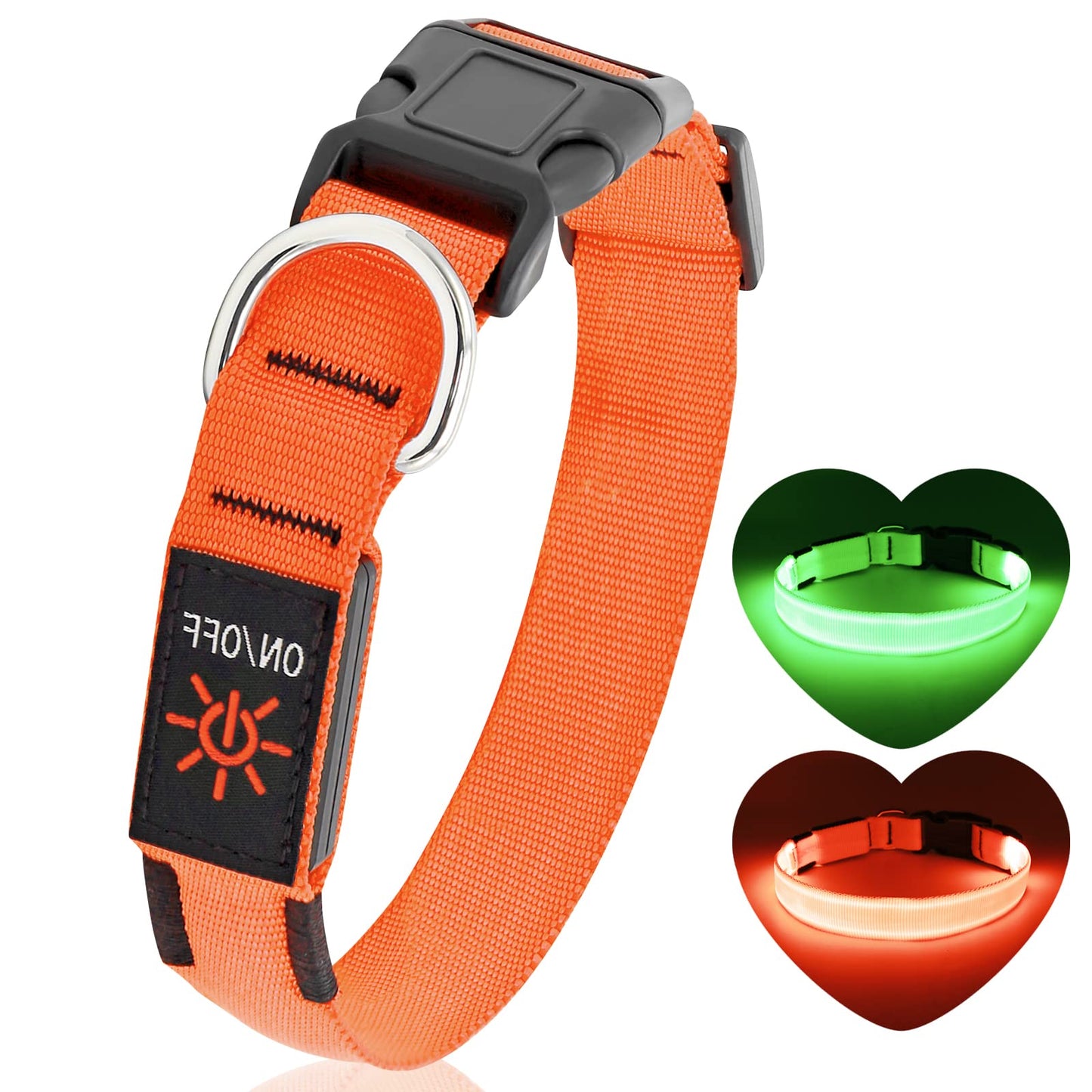 KOSKILL LED Dog Collar - Adjustable, Waterproof, Glow in Dark for Night Walking, Medium Large Dogs