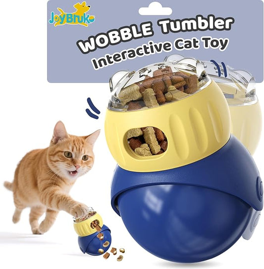 Interactive Cat Toys Treat Puzzle - for Indoor Cats Weight Loss Wobble Tumbler Feeder Food Dispenser, Fun Sliding Rolling, Enrichment Portion Control Slow Feeder for Kittens & Adult Cats