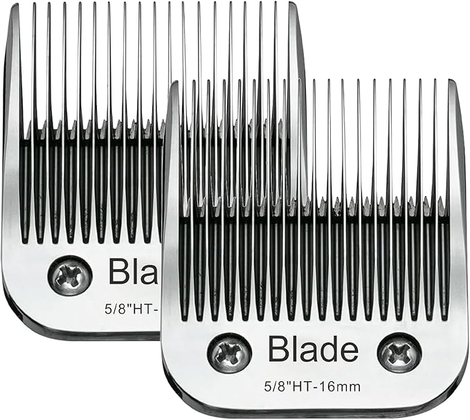 2PCS 5/8" HT Dog Grooming Replacement Blades Compatible with Andis Dog Clippers,Dog Clipper Blades Compatible with Wahl KM-10 Series Clippers, Oster A5,Size-5/8-Inch 16mm Cut Length