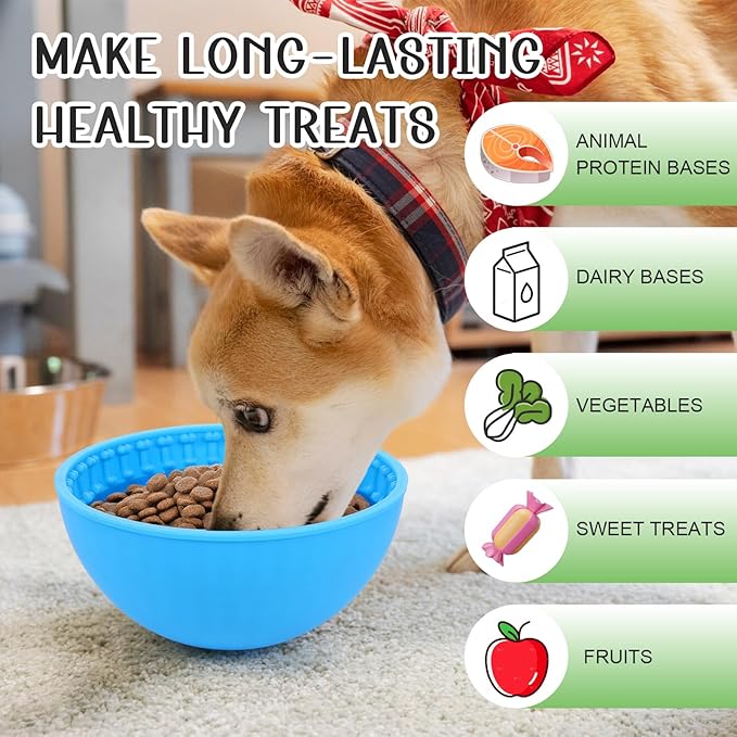 4 Pcs Dog Lick Bowl Wobble Silicone Dog Slow Feeder Bowl Lick Mat Interactive Toy Enrichment Feeder for Cat Pet Oral Health for Boredom Anxiety Relief, Calming, 4 Colors