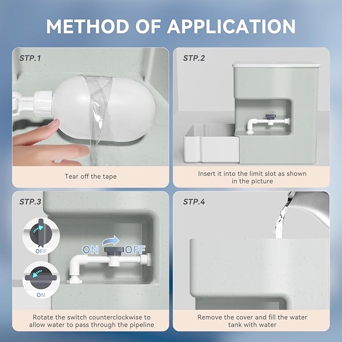 Automatic 8L Pet Waterer - Gravity Water Dispenser for Cats, Puppies, and Dogs.Prevents Dirty Water Backflow, Easy to Refill(White, Green, White)
