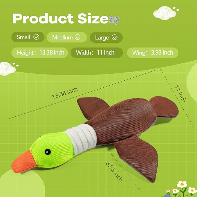 Dog Plush Toy for Aggressive Chewer, Upgrade 10 Times Durablity Dogs Squeaky Toy, Though Large Stuffed Animal Dog Toys, Big Dogs Toys for Small, Medium, Large Breed(Duck)