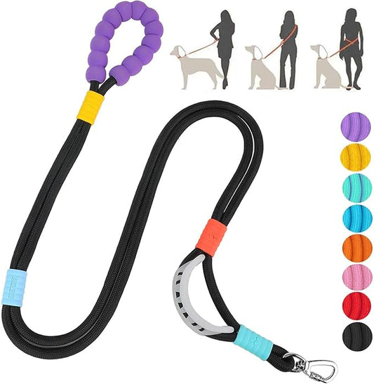 JSXD Dog Leash,5 FT Heavy Duty Dog Training Leash,Double Handle Comfortable Padded Hands Free Dog Leash,Adjustable Crossbody Waist Leash for Small Medium Large Dogs(Black)