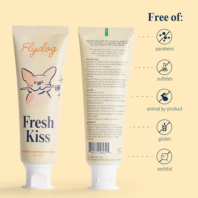 Fresh Kiss Enzymatic Dog Toothpaste All Flavors Set - Vet Approved Organic Fomula, Tartar Remover for Dogs, with Toothbrushing Calendar & Guide, Chicken & Coconut & Mint & Peanut Butter