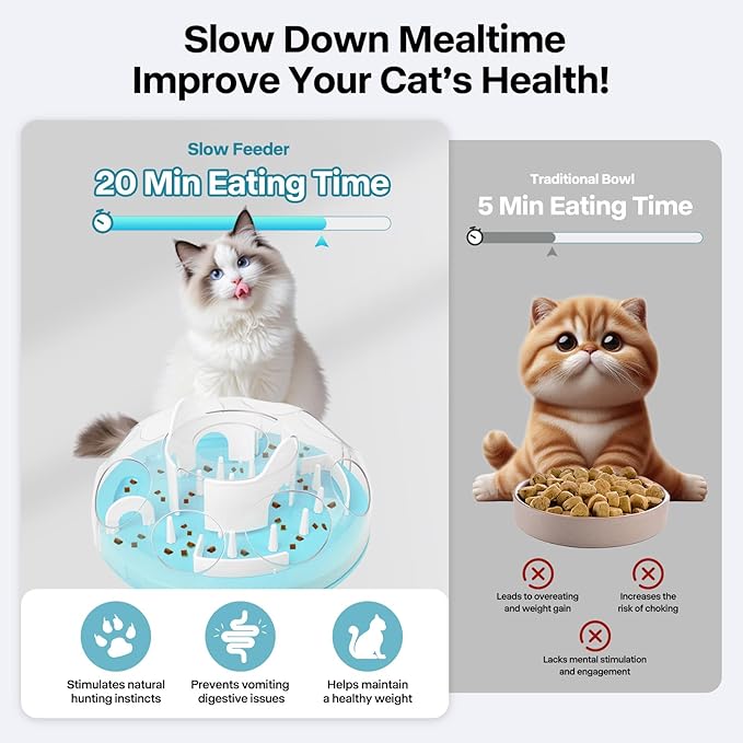 PAWISE Interactive Cat Puzzle Feeder,Adjustable Slow Feeder Toy for Indoor Cats, Non-Slip, Food-Safe Cat Enrichment Toys,Food Treat Dispenser,Mental Stimulation Toys for Bored Cats