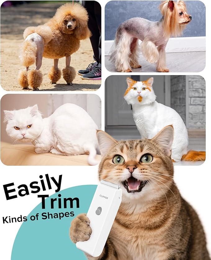 Pet Clippers for Dog Hair Grooming Low Noise, Rechargeable Cordless Cat Shaver with Ceramic Blade,Portable Pet Hair Trimmer for Matted & Long Hair