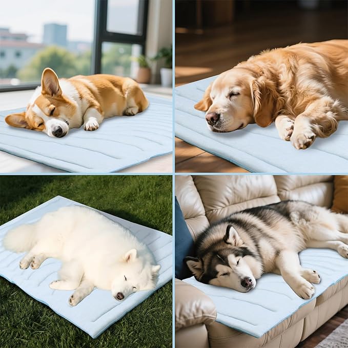 BECEMURU Dog Cooling Mat - 36" x 23" Thickened Cooling Pad Blanket for Crate, Kennel, Bed, Sofa - Machine Washable, Durable, Non-Gel - Keep Your Pet Cool and Comfortable