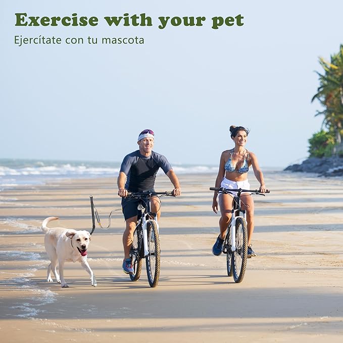 Heavy Duty Dog Bike Leash Attachment Hands Free Dog Bicycle Leash for Riding Exercising Cycling