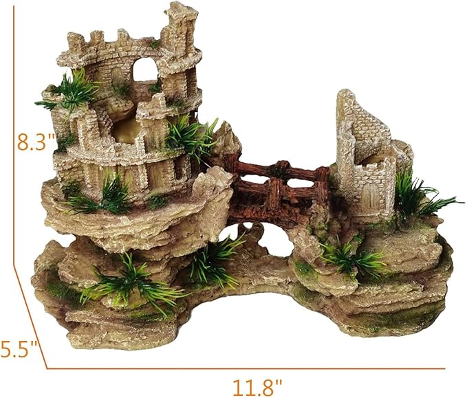 Hamiledyi Aquarium Antique Roman Column Castle Stone Cave Decorations, Fish Tank Artificial Resin Ruins European Ornaments, Large Landscaping for Betta Hide Play